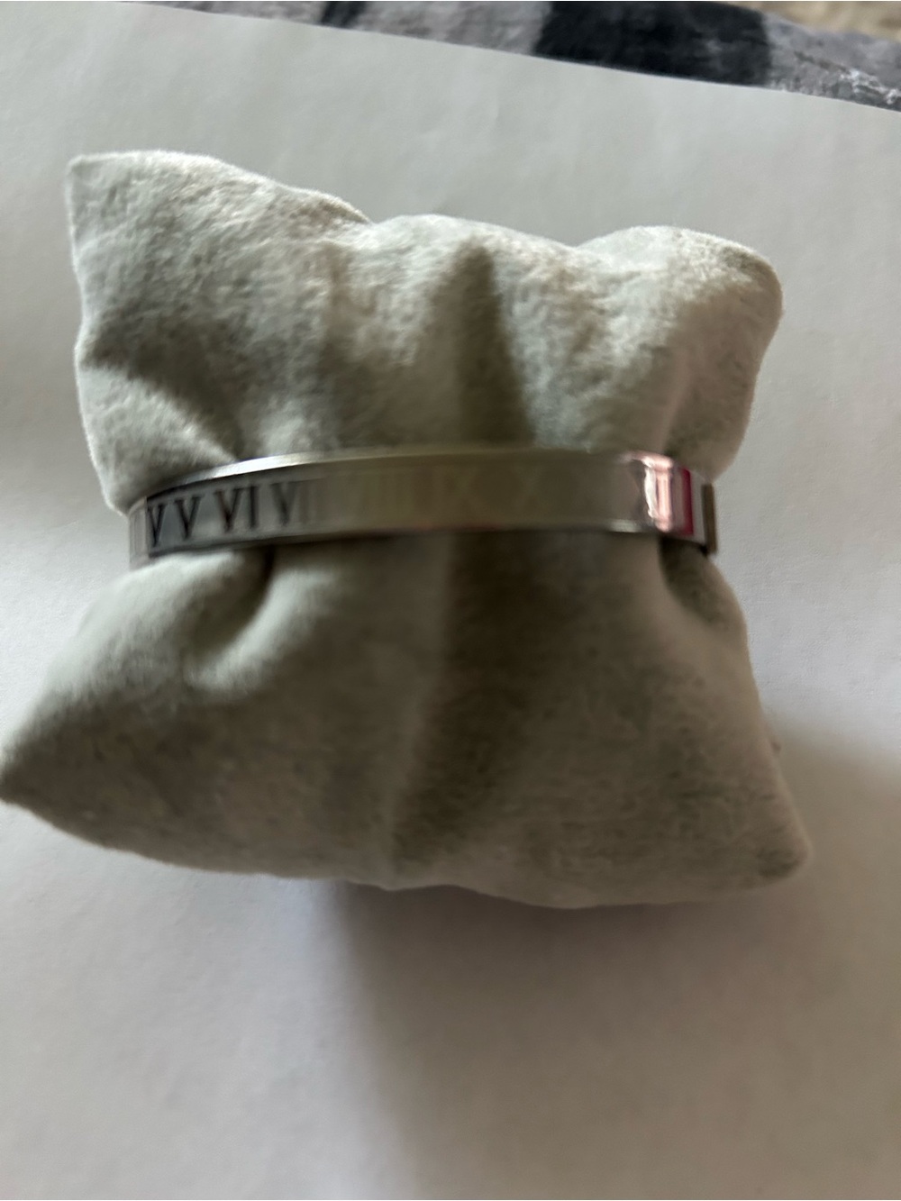 Sterling Silver Roman Numeral Bangle Bracelet - Silver